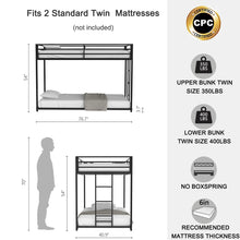 Load image into Gallery viewer, Same as original B083124170 Adam Twin over Twin Metal Bunk, Black
