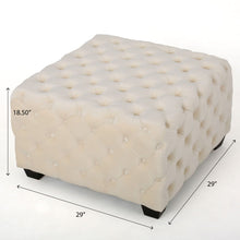 Load image into Gallery viewer, Modern Glam Ottoman With Velvet Upholstery And Button Tufted Design - Ivory
