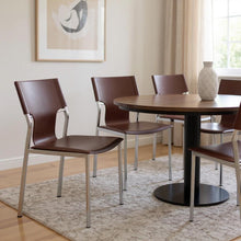 Load image into Gallery viewer, Leather Dining Side Chairs (Set of 4) - Dark Brown / Silver
