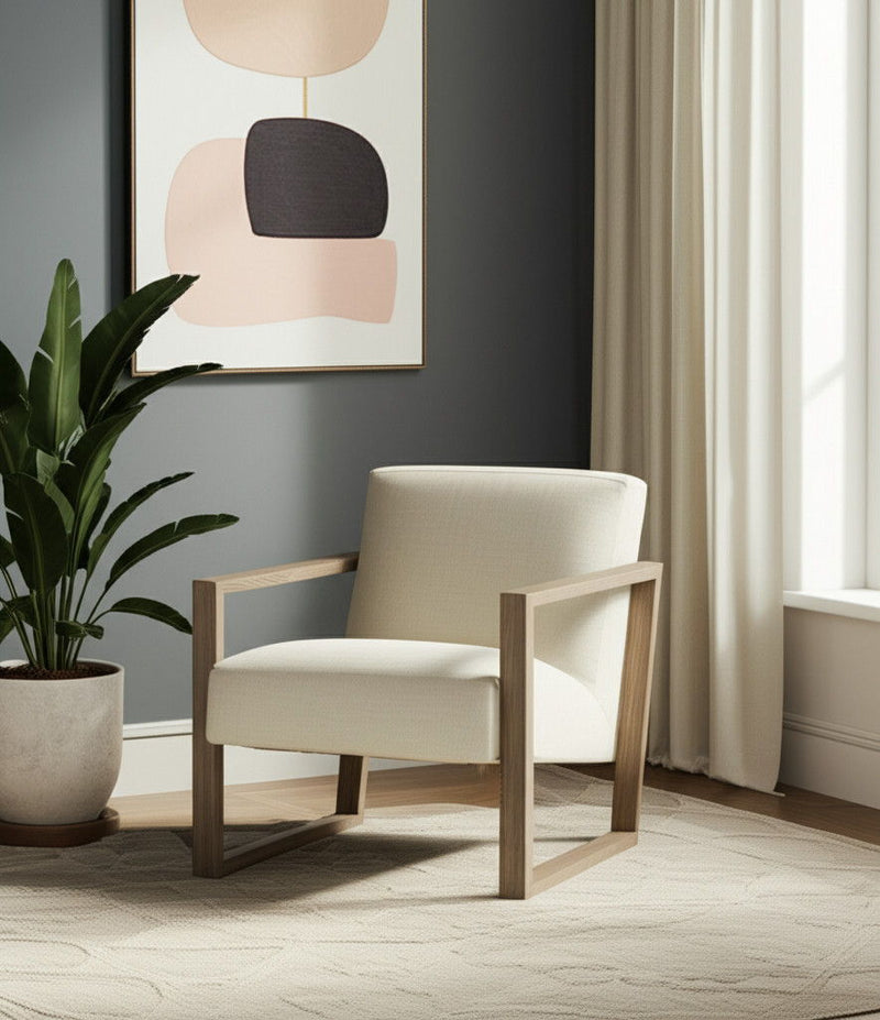 28" Fabric Lounge Chair - Off White / Ash