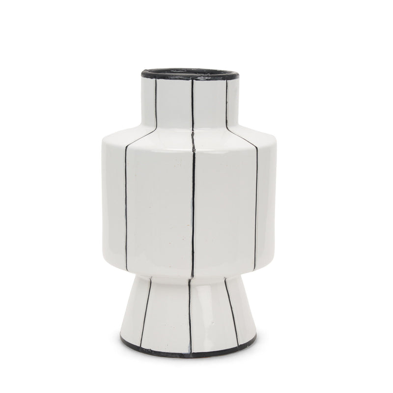 Striped Cylinder Table Vase (608359) - White / White