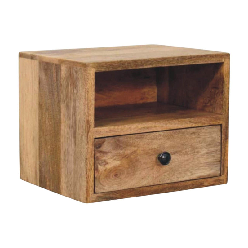 12" Wood One Drawer Floating Nightstand - Oak