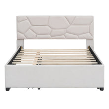 Load image into Gallery viewer, Upholstered Platform Bed With Brick Pattern Headboard And Twin Long Size Trundle
