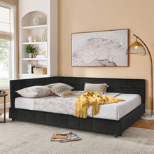 Load image into Gallery viewer, Mid-Century Storage Upholstered Tufted Bed Frame With Backrest And Armrests
