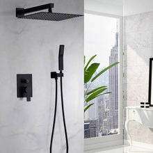 Load image into Gallery viewer, 12" Ceiling Mount Shower System With Rain Mixer And Handheld Shower
