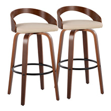 Load image into Gallery viewer, Grotto - Mid Century Modern Fixed Height Barstool &amp; Swivel With Round Footrest (Set of 2)
