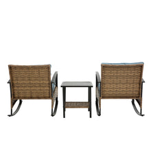 Load image into Gallery viewer, 3pcs rocking rattan set wholesale leisure chair outdoor rattan rocking chair set grey
