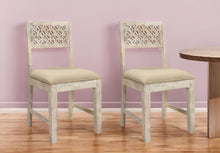Load image into Gallery viewer, Upholstered Fabric Carved Back Dining Side Chairs (Set of 2) - White
