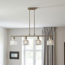 Load image into Gallery viewer, Kitchen Island Four Light Metal Transparent Glass Dimmable Chandelier With Shades - Nickel
