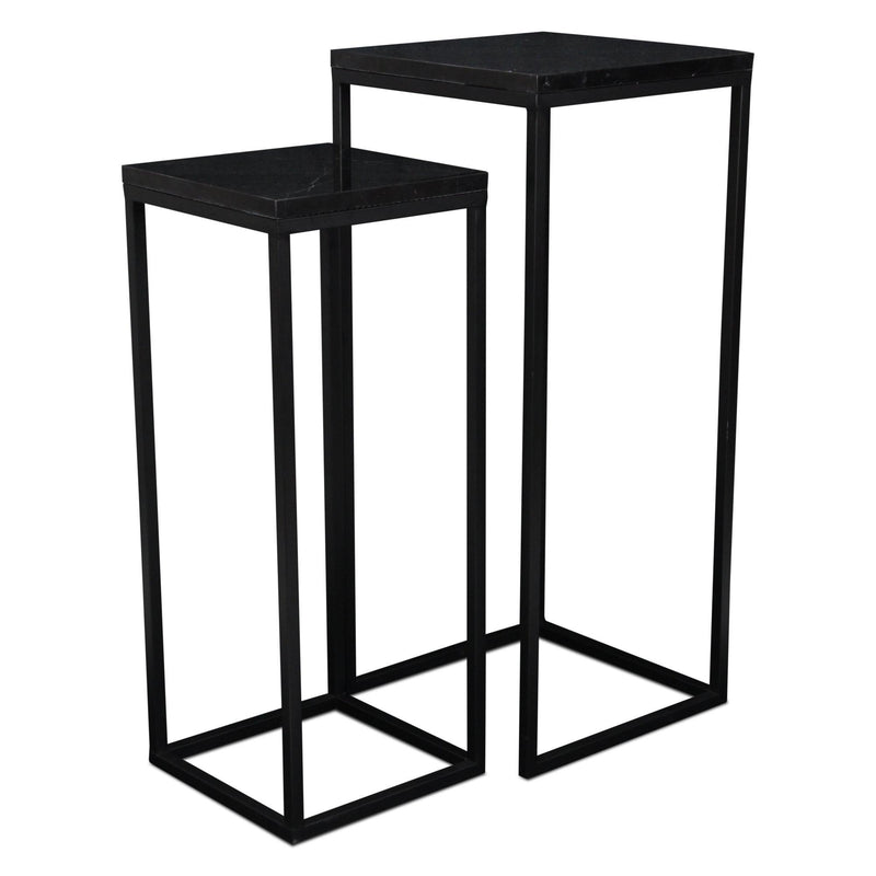 Marble Square Nested Tables (Set of 2) - Black