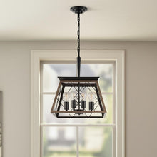 Load image into Gallery viewer, 4 Light Metal Chandelier With Shades - Black

