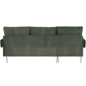 [VIDEO provided] [New]84 " Convertible Sectional Sofa, Modern Chenille L-Shaped Sofa Couch with Reversible Chaise Lounge, Fit for Living Room, Apartment(2 Pillows)