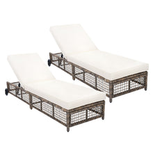 Load image into Gallery viewer, Outdoor Lounge Chair With 5 Position Backrest With Cushion And Wheels
