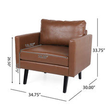 Load image into Gallery viewer, Faux Leather Club Chair With Birch Tapered Legs - Light Brown
