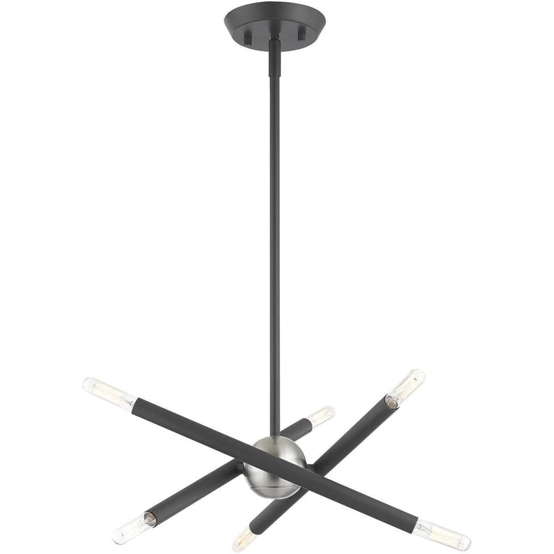 15" Six Light Dimmable Chandelier With Shades - Gray