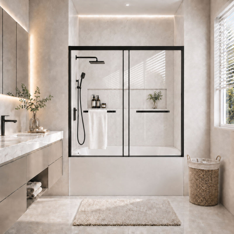 Semi-Frameless Double Sliding Shower Door