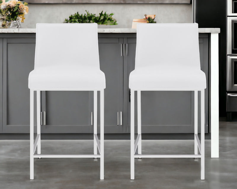 24" Steel Low Back Counter Height Bar Chairs (Set of 2) - White And Silver
