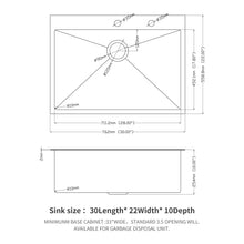 Load image into Gallery viewer, Drop In Kitchen Sink, 16 Gauge Stainless Steel, Single Bowl, Topmount Basin
