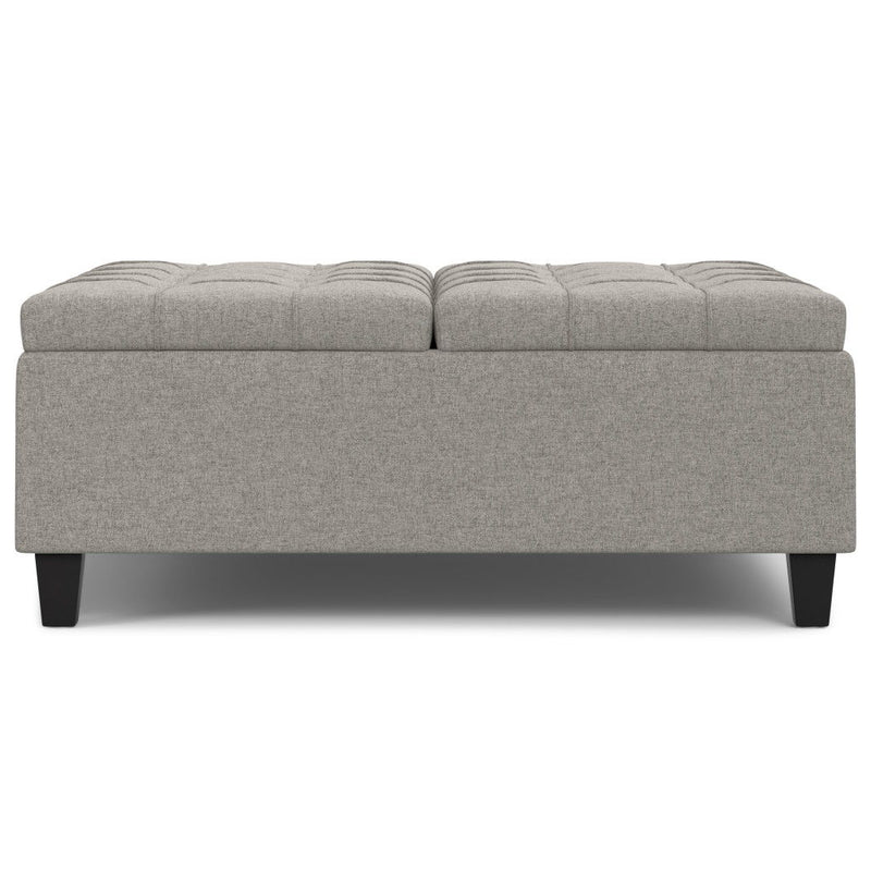 40" Fabric Cocktail Ottoman With Storage - Gray / Brown