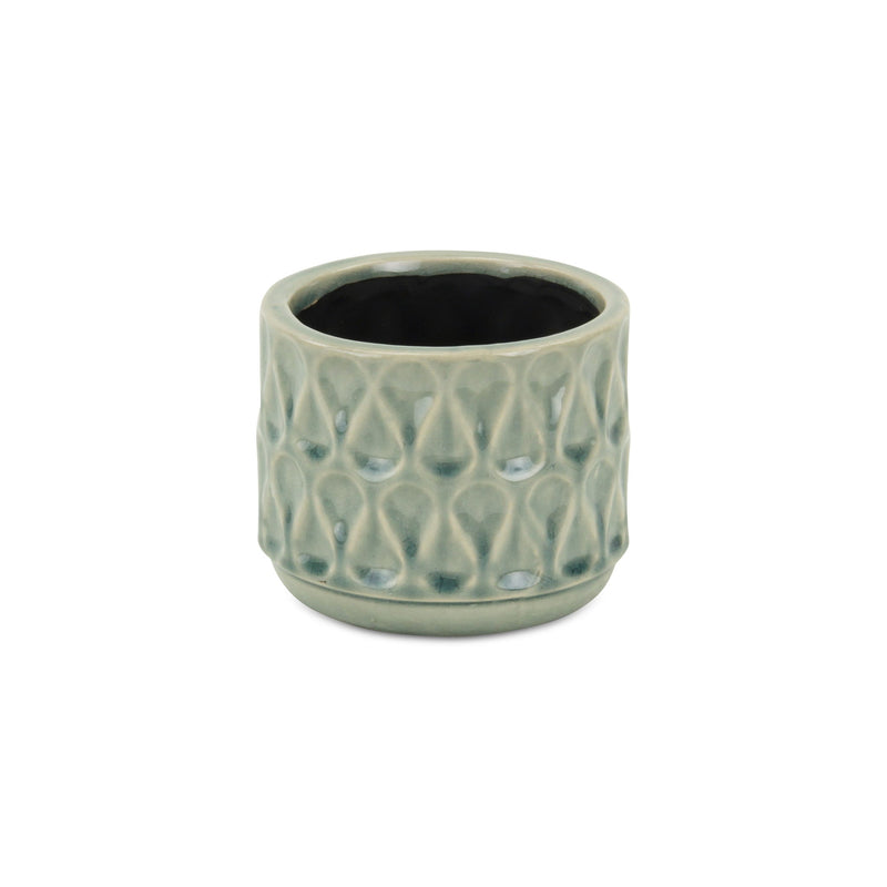 Geometric Round Pot Planter (487486) - Green