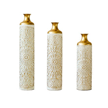 Load image into Gallery viewer, 3 Piece Home Decoration Large Glazed Floor Vase Decoration Home Droplet Shaped - Gold / White
