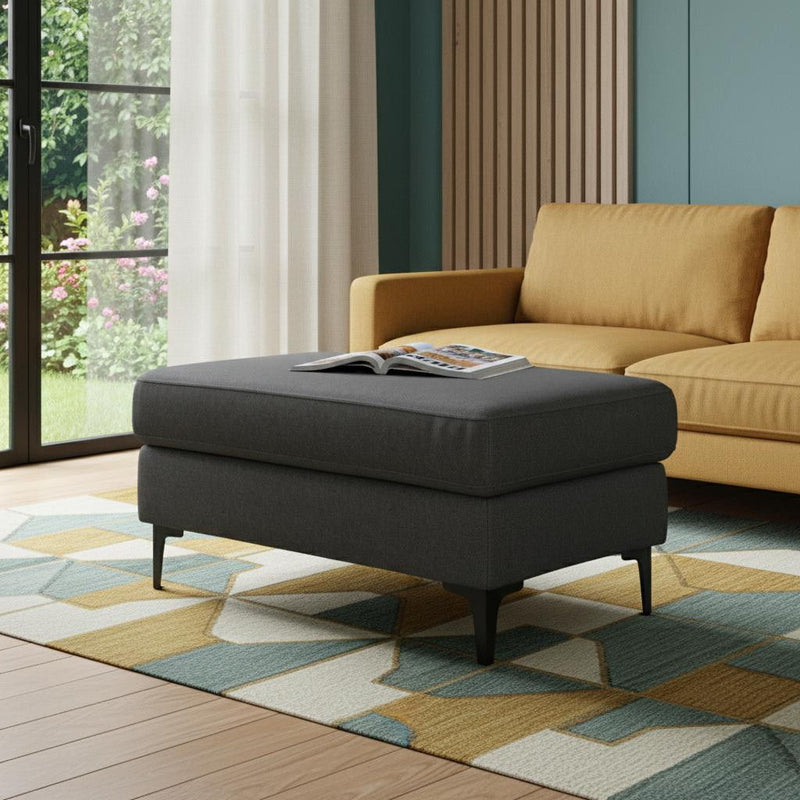 36" Fabric Ottoman - Gray / Black