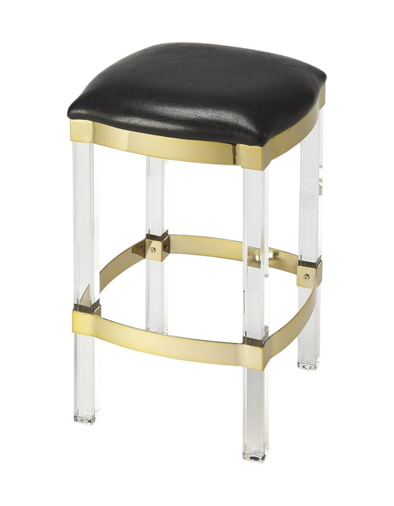 Acrylic Backless Counter Height Bar Chair - Brown / Clear