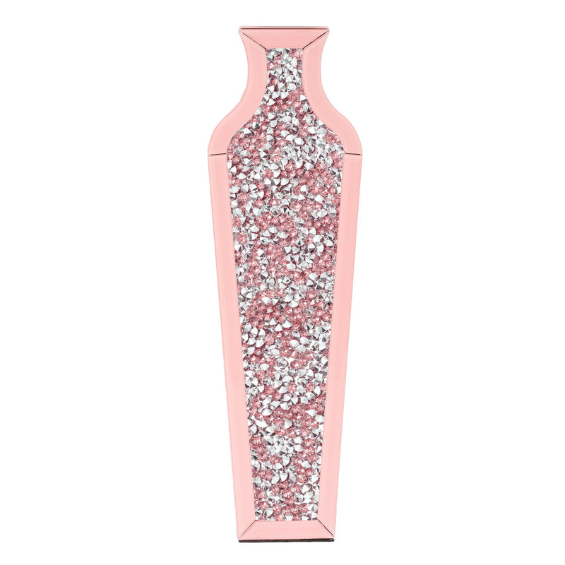 Mirrored Floor Vase With Faux Crystals - Pink