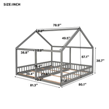 Load image into Gallery viewer, House Platform Beds, 2 Shared Beds, Metal Frame With Guardrails
