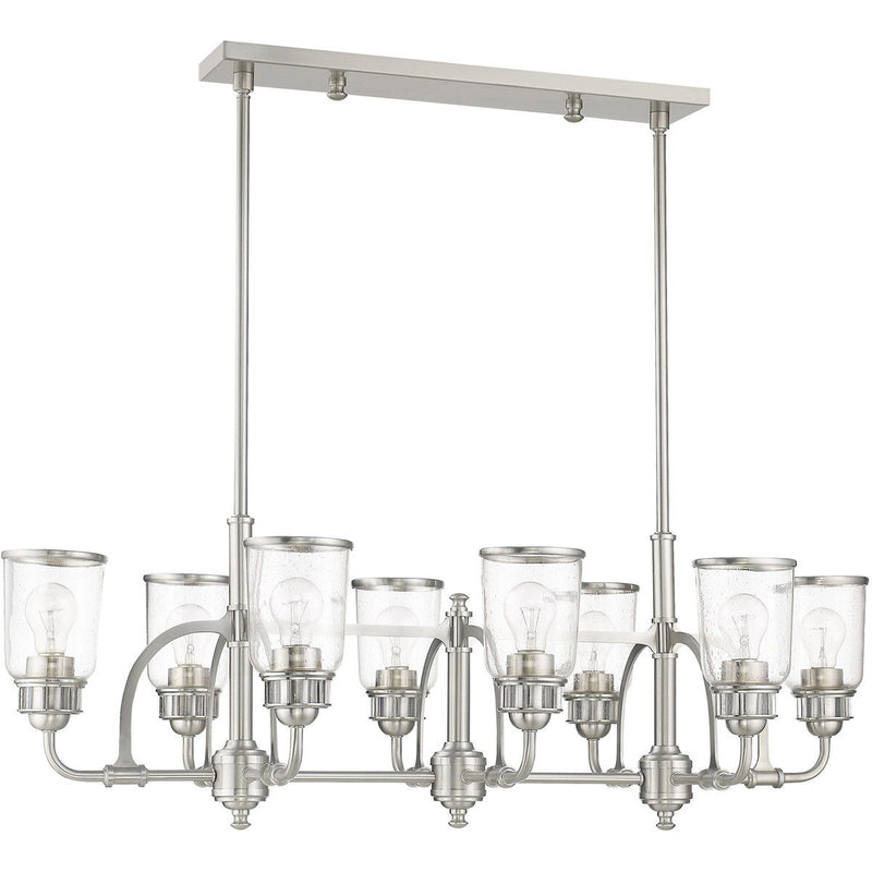 21'' Eight Light Dimmable Chandelier With Shades - Nickel