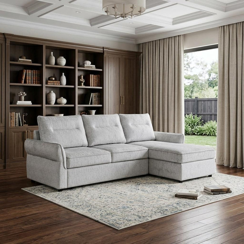 Upholstered Sleeper Right Sofa - Gray