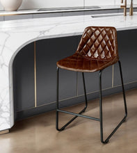 Load image into Gallery viewer, Leather Counter Height Bar Chair With Footrest 38" - Brown and Black
