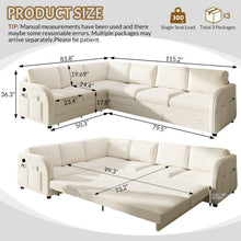 Load image into Gallery viewer, L-Shaped Couch With Pull-Out Bed, Convertible Sleeper Sofa With Side Pocket &amp; USB Port
