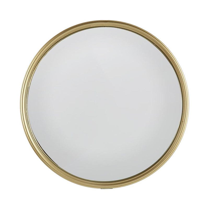 10" Round Iron Textured Framed Accent Mirror - Gold