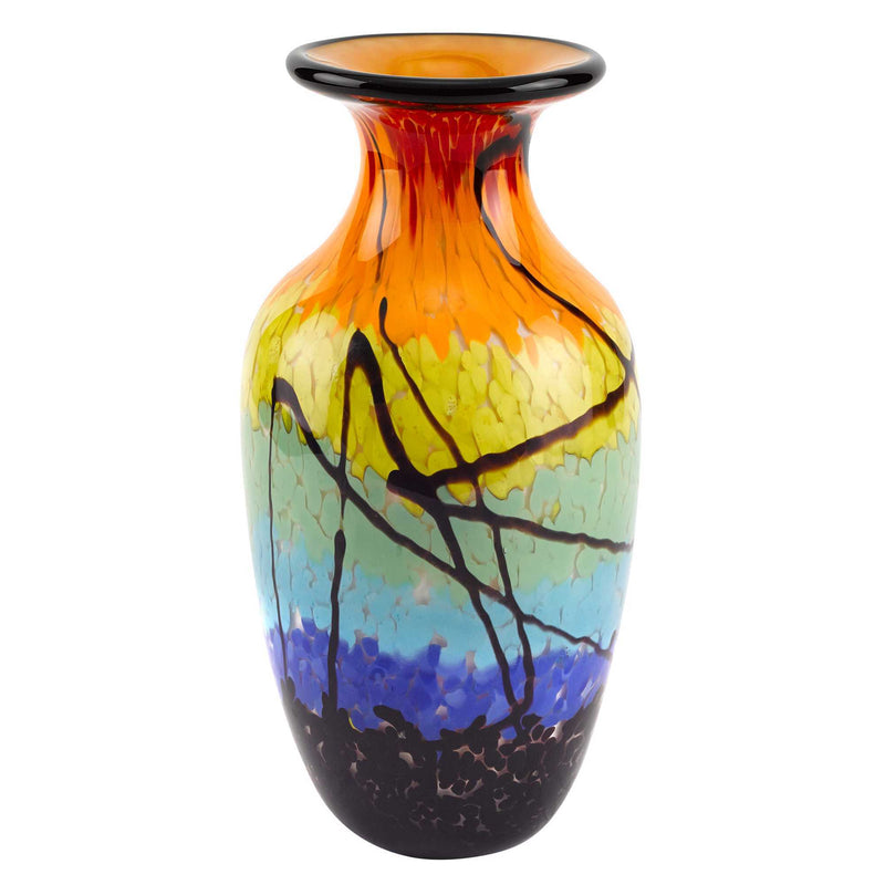 Abstract Urn Handblown Table Vase - Black / Blue / Red