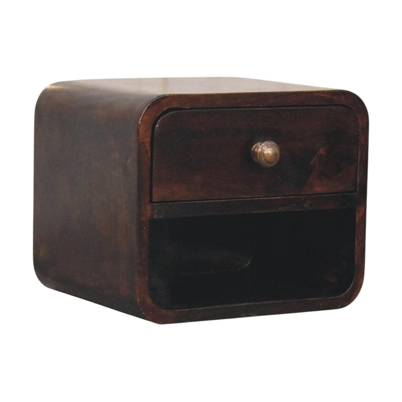 Solid Wood One Drawer Floating Nightstand - Walnut