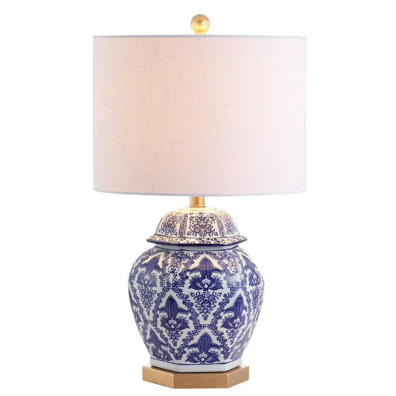 25" Novelty Table Lamp With Drum Shade - Blue
