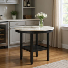 Load image into Gallery viewer, Wood Faux Marble Round Counter Height Bar Table - White / Black
