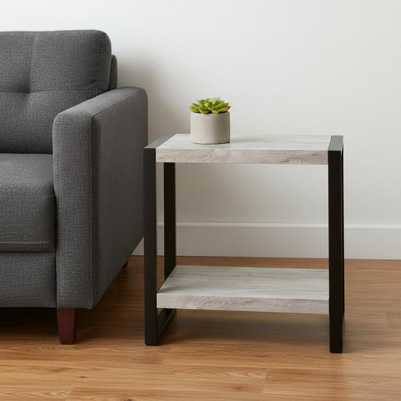 24" End Table With Shelf - Black And Gray