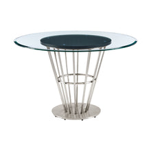Load image into Gallery viewer, 48" Glass And Stainless Steel Pedestal Base Round Top Dining Room Table - Brown
