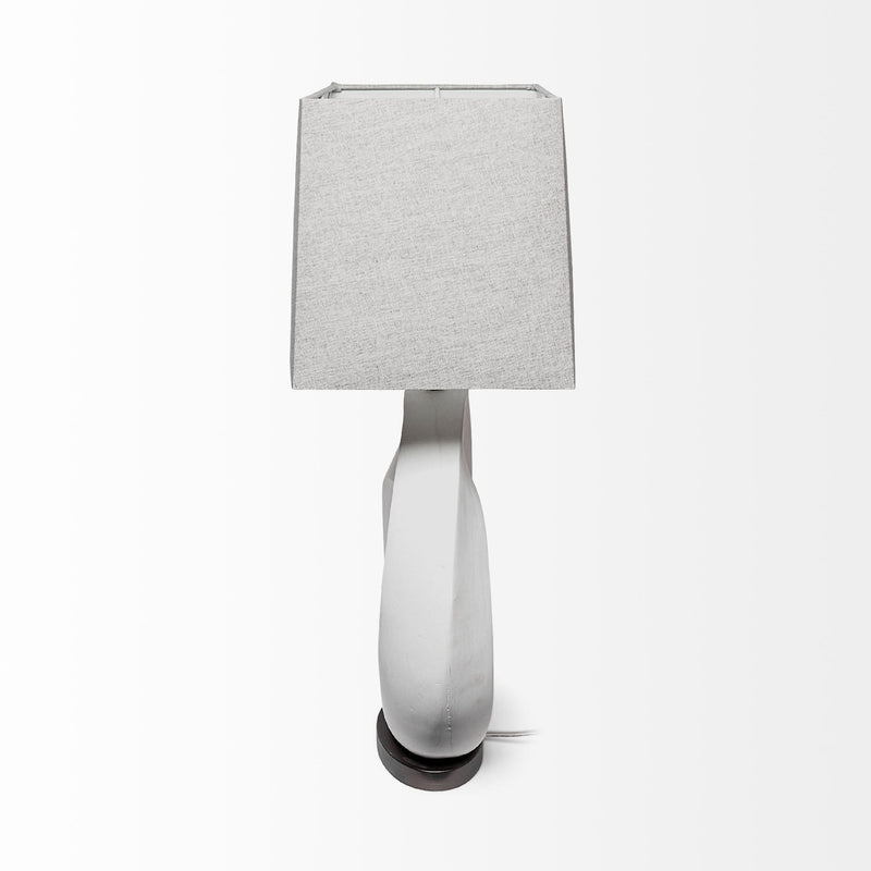 Geometric Table Lamp With Gray Shade - White