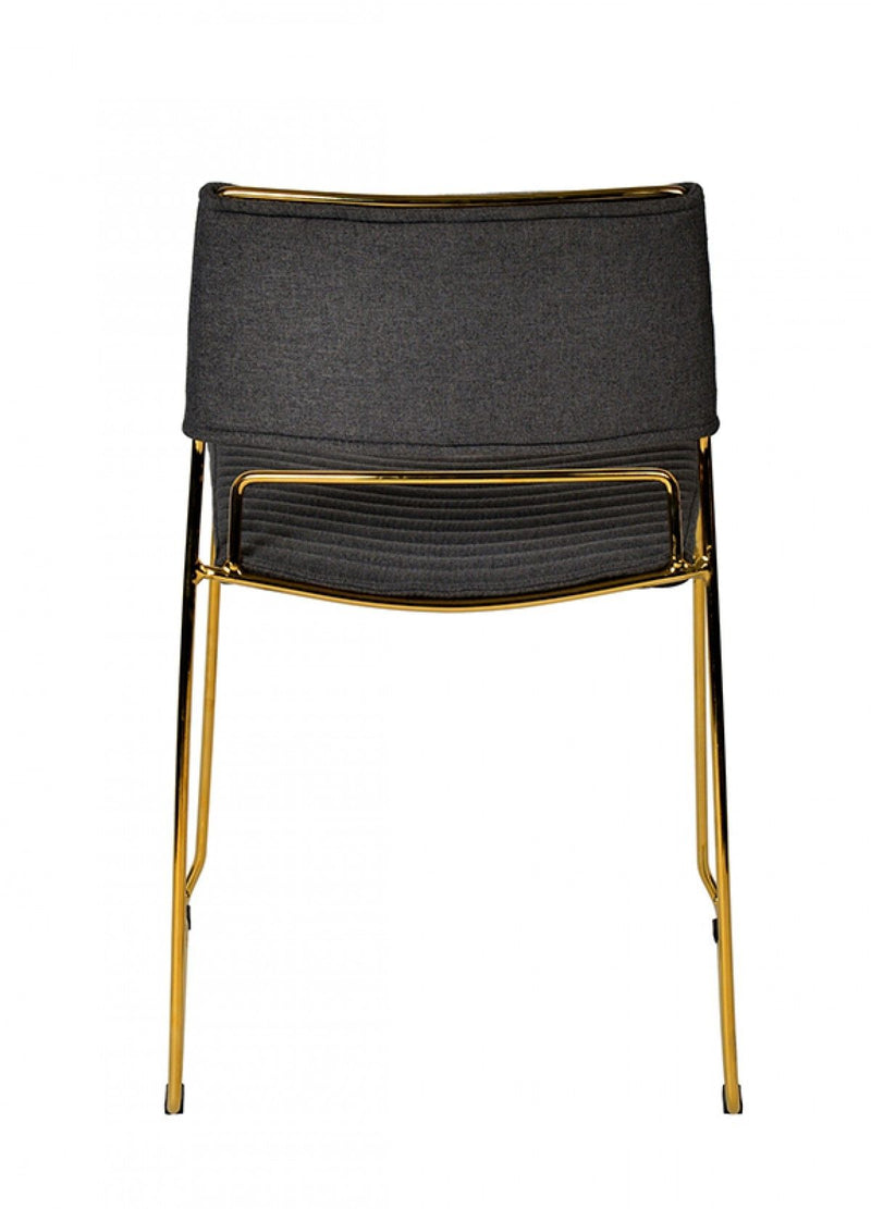 Fabric Dining Chairs (Set of 2) - Gray / Gold