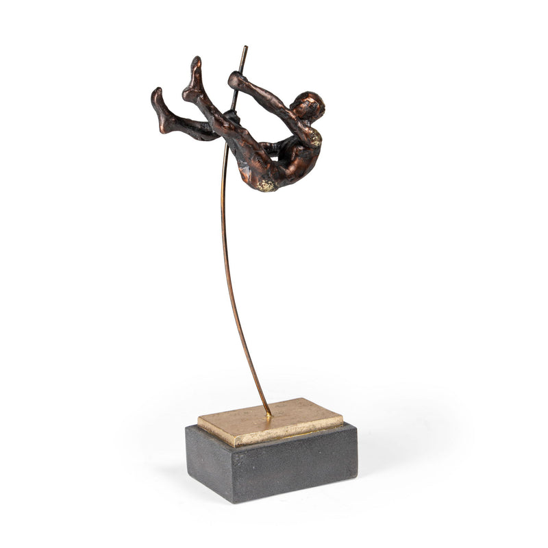 Pole Vaulting Man Tabletop Sculpture - Bronze