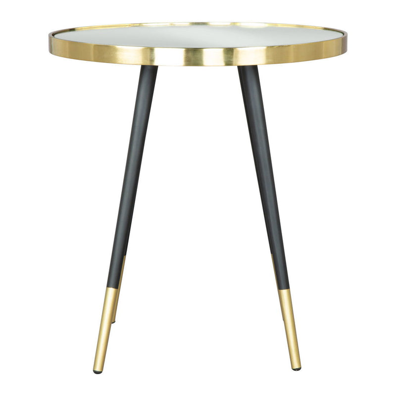 20" Mirro Glass And Iron Round End Table - Black