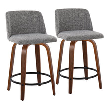 Load image into Gallery viewer, Toriano - Mid Century Modern, Fixed Height Counter Stool &amp; Swivel And Round Footrest (Set of 2)
