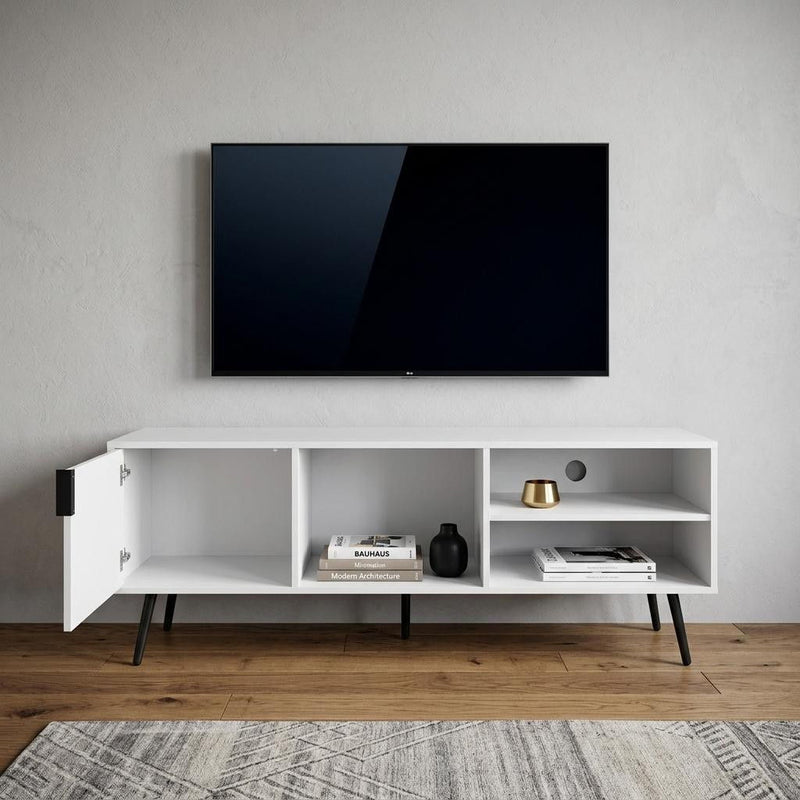 Enclosed Open Storage Entertainment Center - White