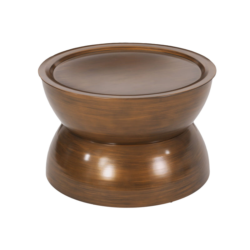 Iron Round Pedestal Coffee Table - Brown