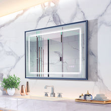 Load image into Gallery viewer, LED Bathroom Beveled Mirror, 3000 - 6000K Gradient Front And Backlit LED Mirror For Bathroom, 3 Colors Dimmable, Ip54 Enhanced Anti Fog
