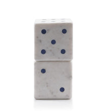 Load image into Gallery viewer, Marble Hand Painted Dice Tabletop Sculpture (Set of 2) - White
