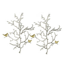 Load image into Gallery viewer, Metal Branch Wall Sculptures With Bird Accents (Set of 2) - Silver Multi

